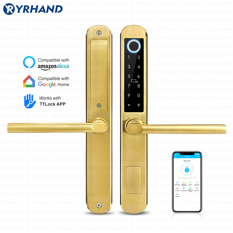 Letter Opener Brass - IP66 ゴールドステンレス鋼スライドガラススマートロック Ttlock アプリ Google ホーム