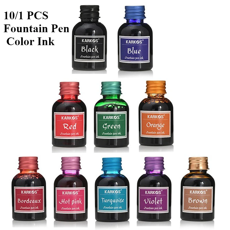 Fountain Pen Bottled Ink - 10/1 個 30 ミリリットルさまざまな色のインクプラスチックボトル入りインク万年筆インクリフィルカートリッジ学校筆記事務用品文房具