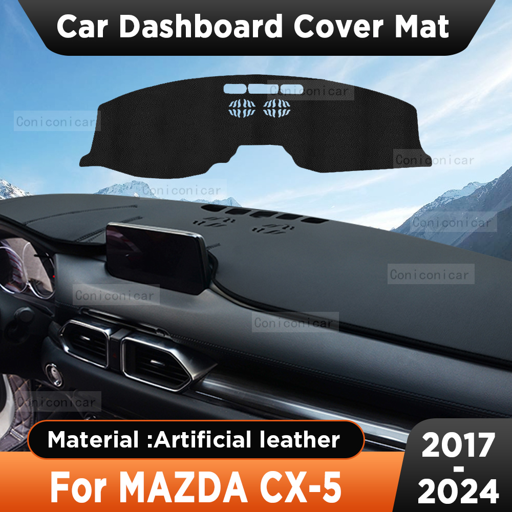 Leather Desk Pad - 人工皮革のダッシュボードカバー,車のダッシュボードアクセサリー,サンバイザー,インストルメントパッド,mazda CX-5 2017-2024用マット