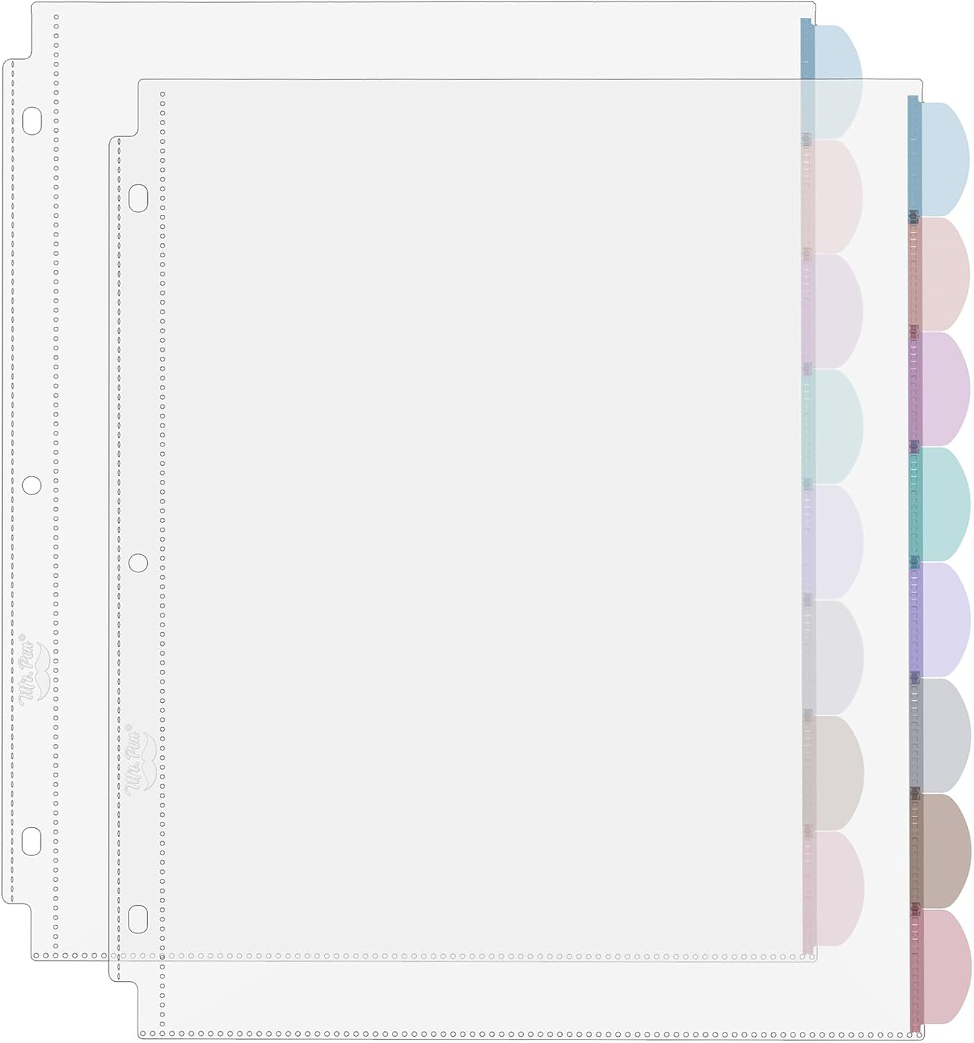 Tab Divider A4 - A4 クリアシートプロテクター タブ付き、8タブ、2セット、3リングバインダー用クリアプラスチックディバイダー、挿入可能なインデックスページディバイダー