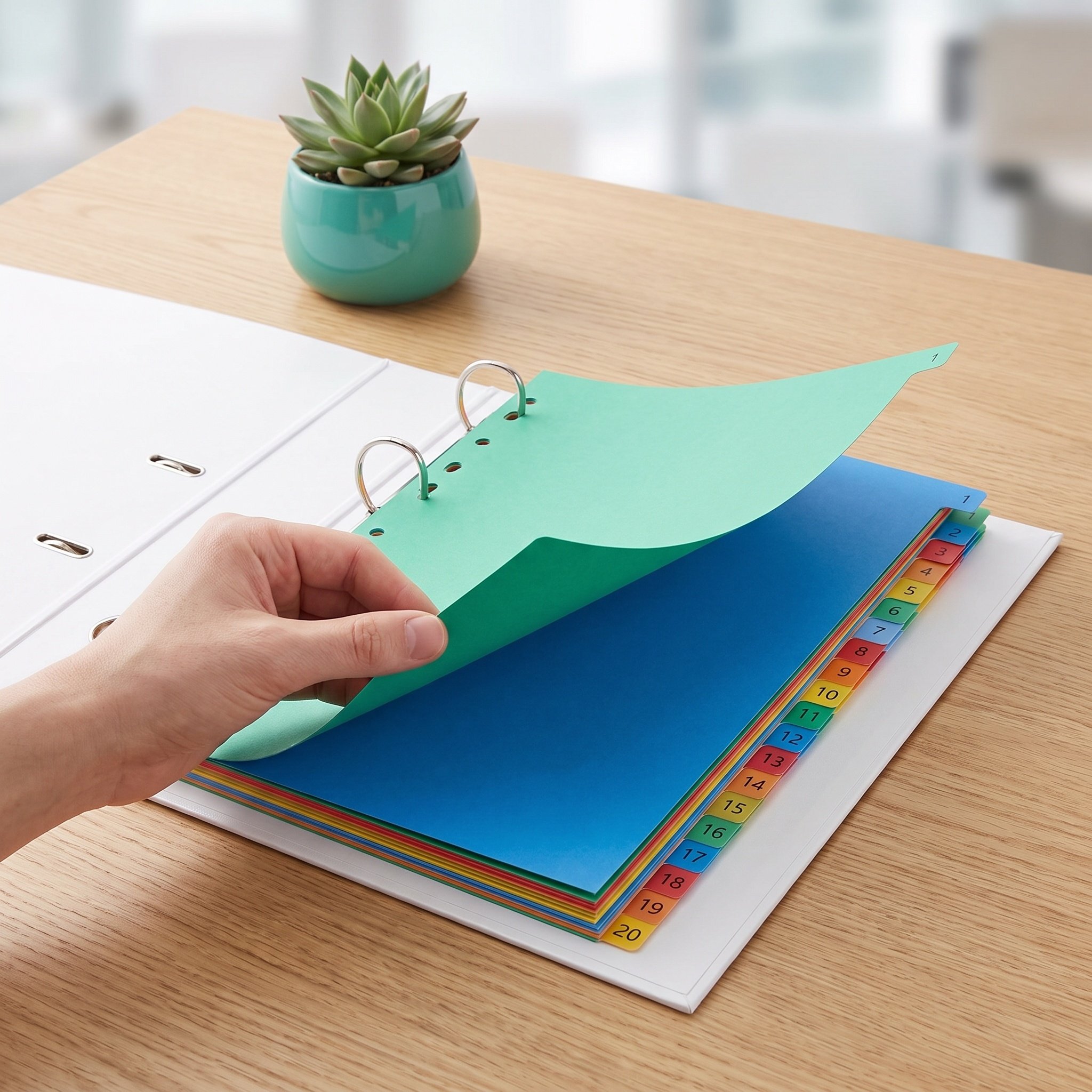Tab Divider A4 - 20ページ A4サイズ カラーコード付きプラスチックタブディバイダー インデックスラベル 学校・オフィスのバインダー整理用 クイックリファレンス学習用