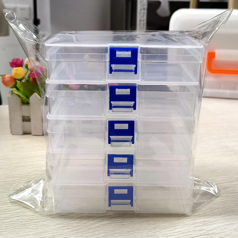 Card Index Box - 5つの透明なプラスチック製の収納ボックスは、小さな物、小さなおもちゃ、装飾品、小さなカードを収納でき、整理整頓されており、散らからないようにしています。