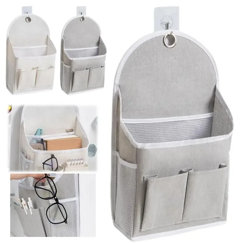 Magazine Holder Rack - 寮用壁掛け収納バッグ 壁掛けドアバッグ デュアルポケットサイドメッシュオーガナイザー 本、雑誌、電話ホルダー