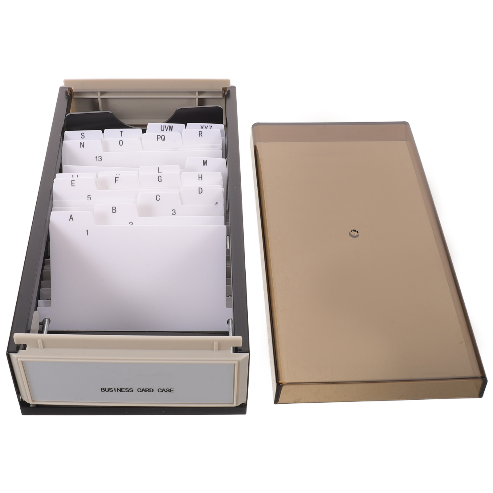 Card Index Box - 名刺ファイルオーガナイザー 大型収納ボックス ビッグフォルダ デスクトップケース A-Zアルファベットインデックスタブ付き 蓋付き