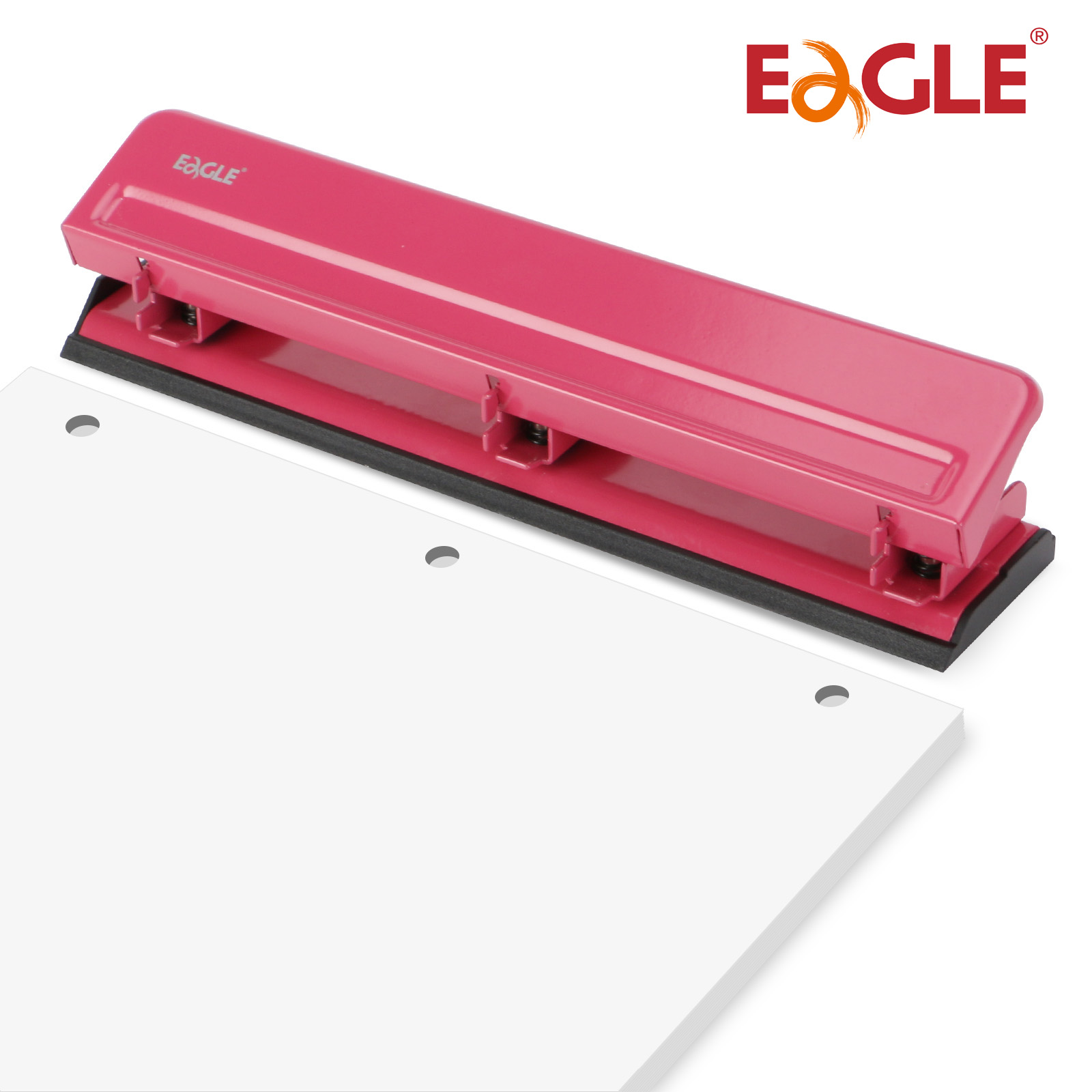 Binder A4 Lever - EAGLE 3穴パンチ A4用紙対応、12枚綴じ対応、頑丈な金属製、取り外し可能なチップトレイ付き、3リングバインダー用