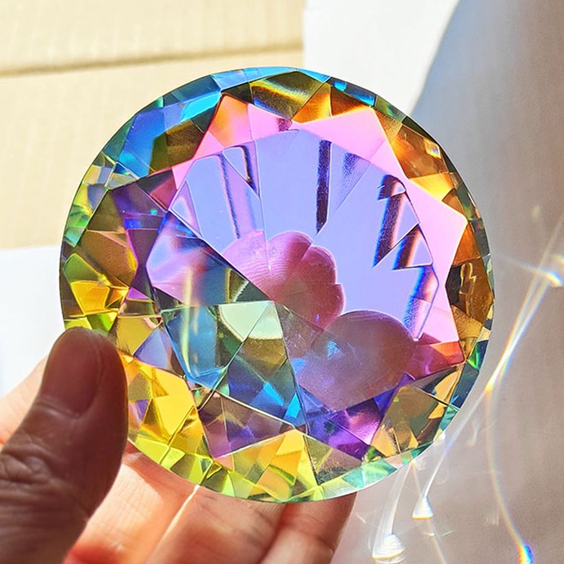 Paper Weight Crystal - 30-80 ミリメートル AB カラフルな K9 クリスタルダイヤモンド文鎮装飾レインボーメーカープリズムガラスダイヤモンド結婚式の部屋のデスクトップの装飾
