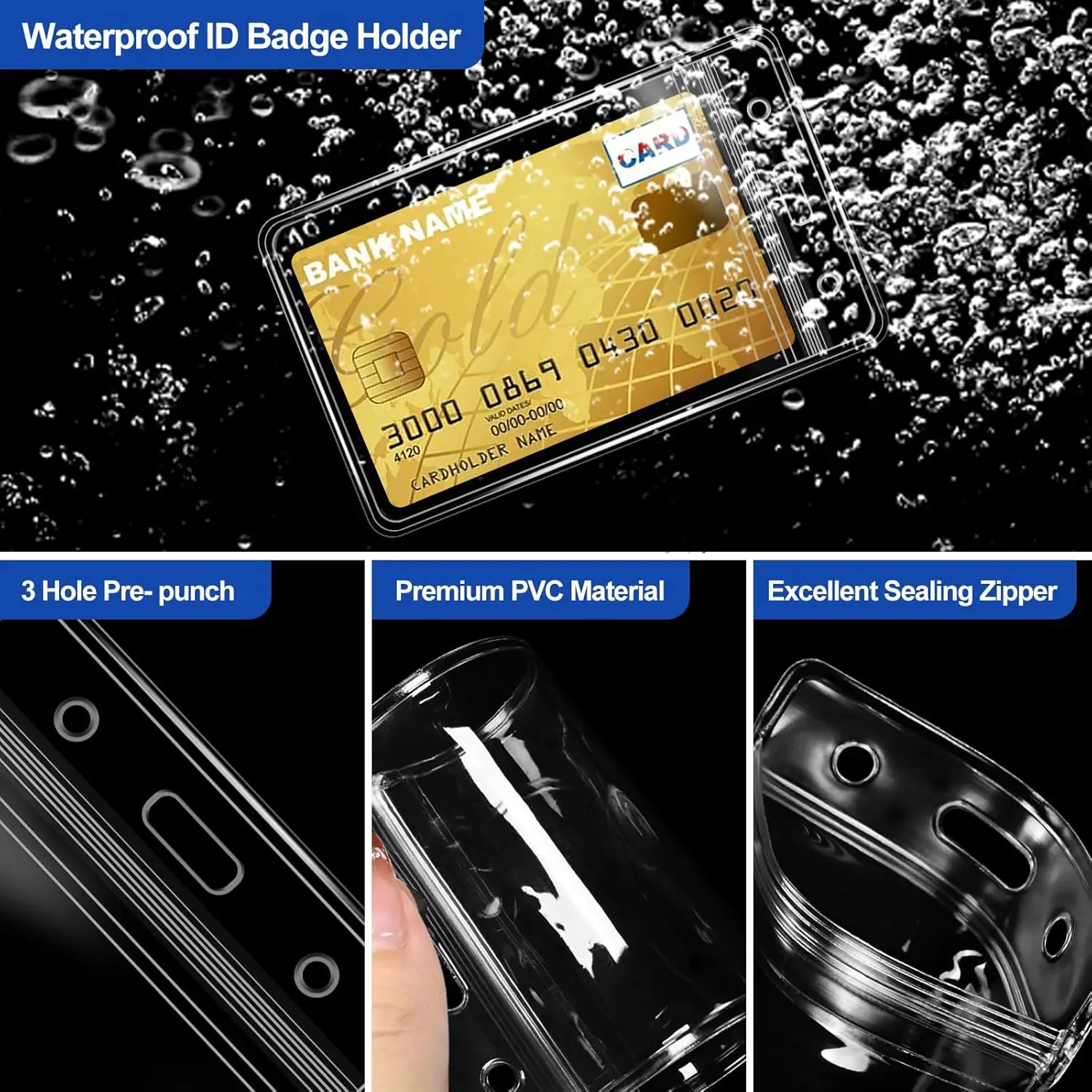 50/40/10/1 個透明名札 ID バッジホルダー防水厚 - Index Card Holder のレビューと価格