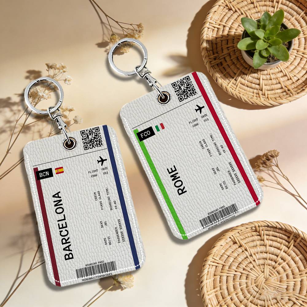 搭乗券・飛行機チケット用レザーカードホルダー、キーホルダー、 - Card Index Box のレビューと価格