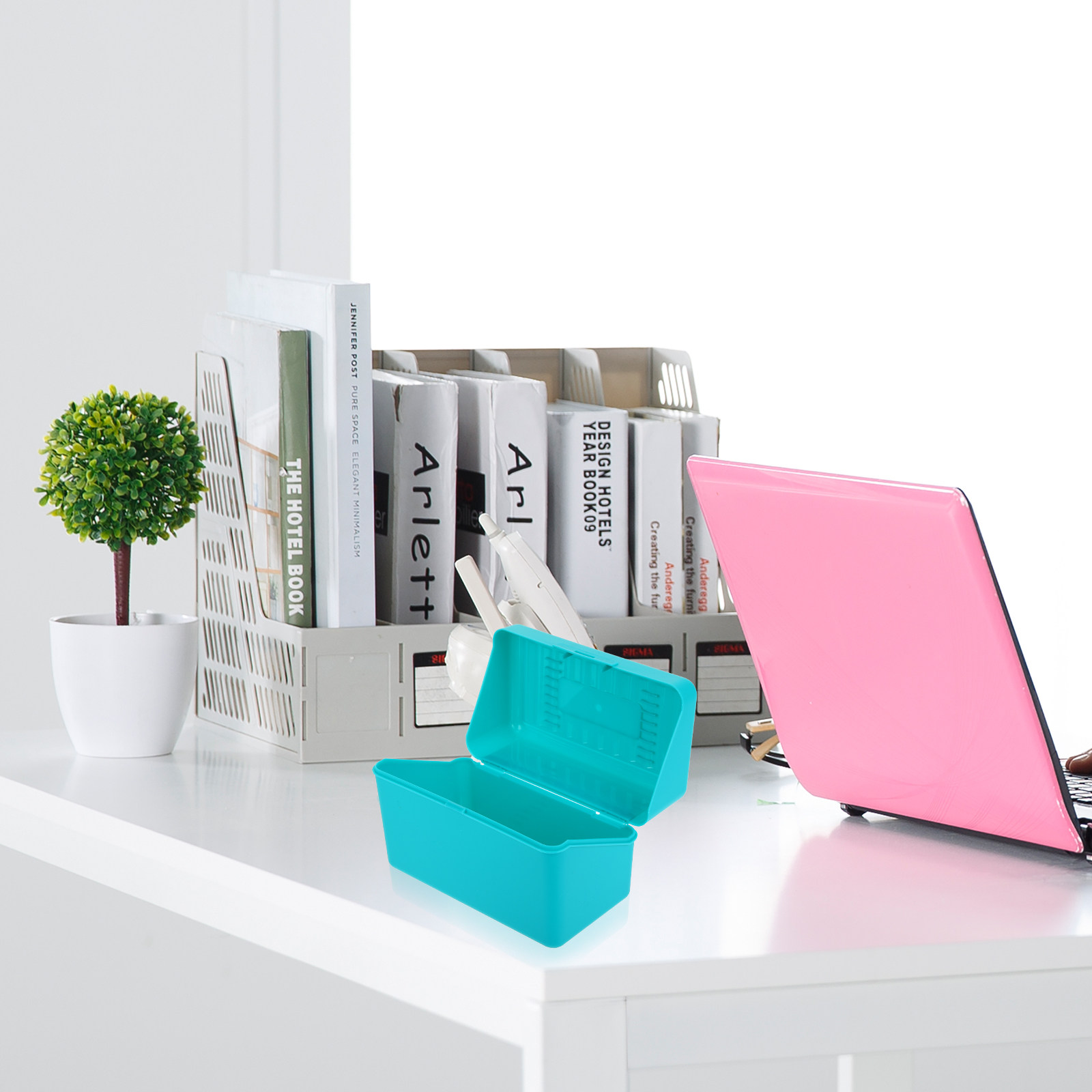 4枚入りインデックスカードデスクトップ収納ボックス プラスチ - Index Card Holder のレビューと価格