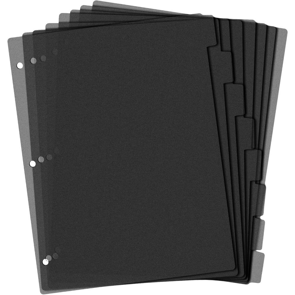 8枚入り黒色プラスチックバインダーディバイダー A4 3穴  - Tab Divider A4 のレビューと価格