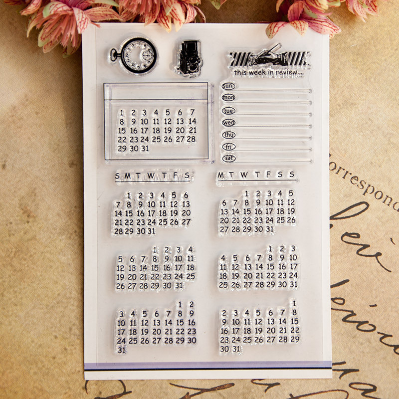 日付、週、月、数字、記号、ゴム製クリアスタンプ、カード作成用 - Rubber Date Stamp のレビューと価格