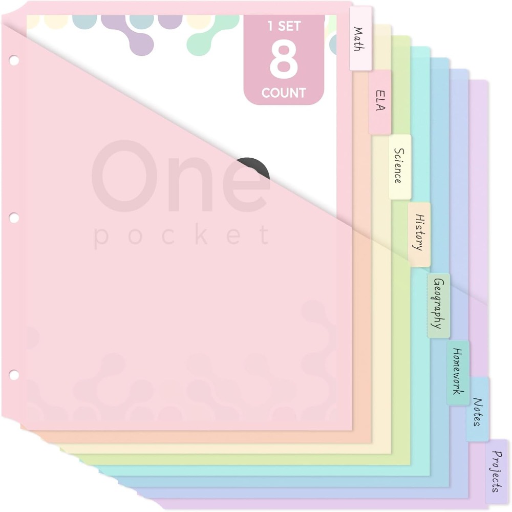 8 個の耐久性のある A4 パステルバインダーディバイダー  - Tab Divider A4 のレビューと価格
