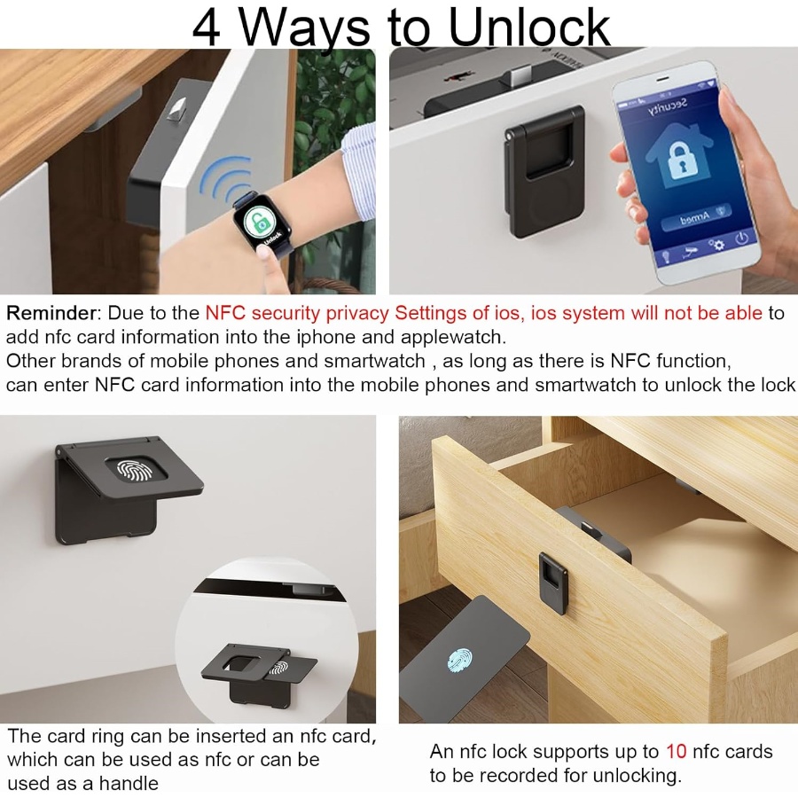 NFC ドロワードアロック 目に見えない電子キャビネット木製 - Card Index Box のレビューと価格